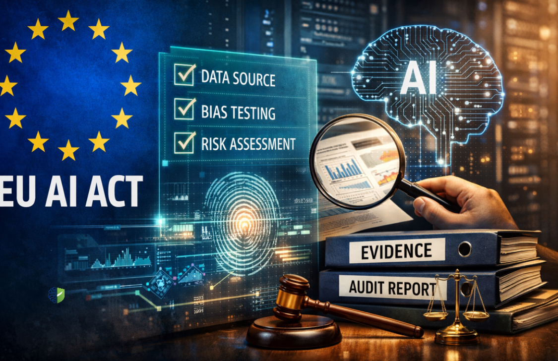 EU AI Act compliance operational evidence concept showing dataset governance, risk management, and audit traceability for Article 10 high-risk AI systems